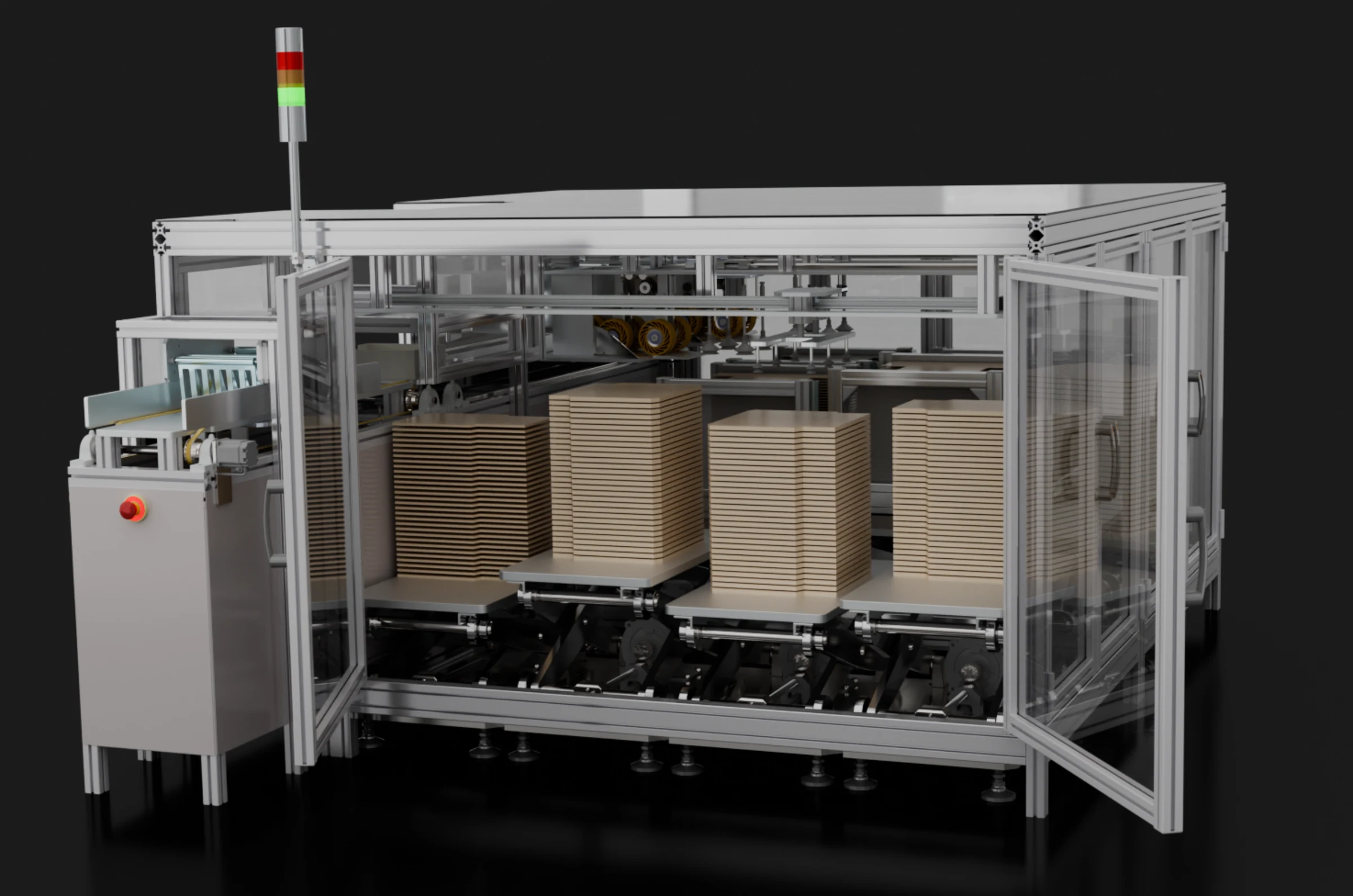 Fulfillment Packaging Machine — magazine bay CAD render