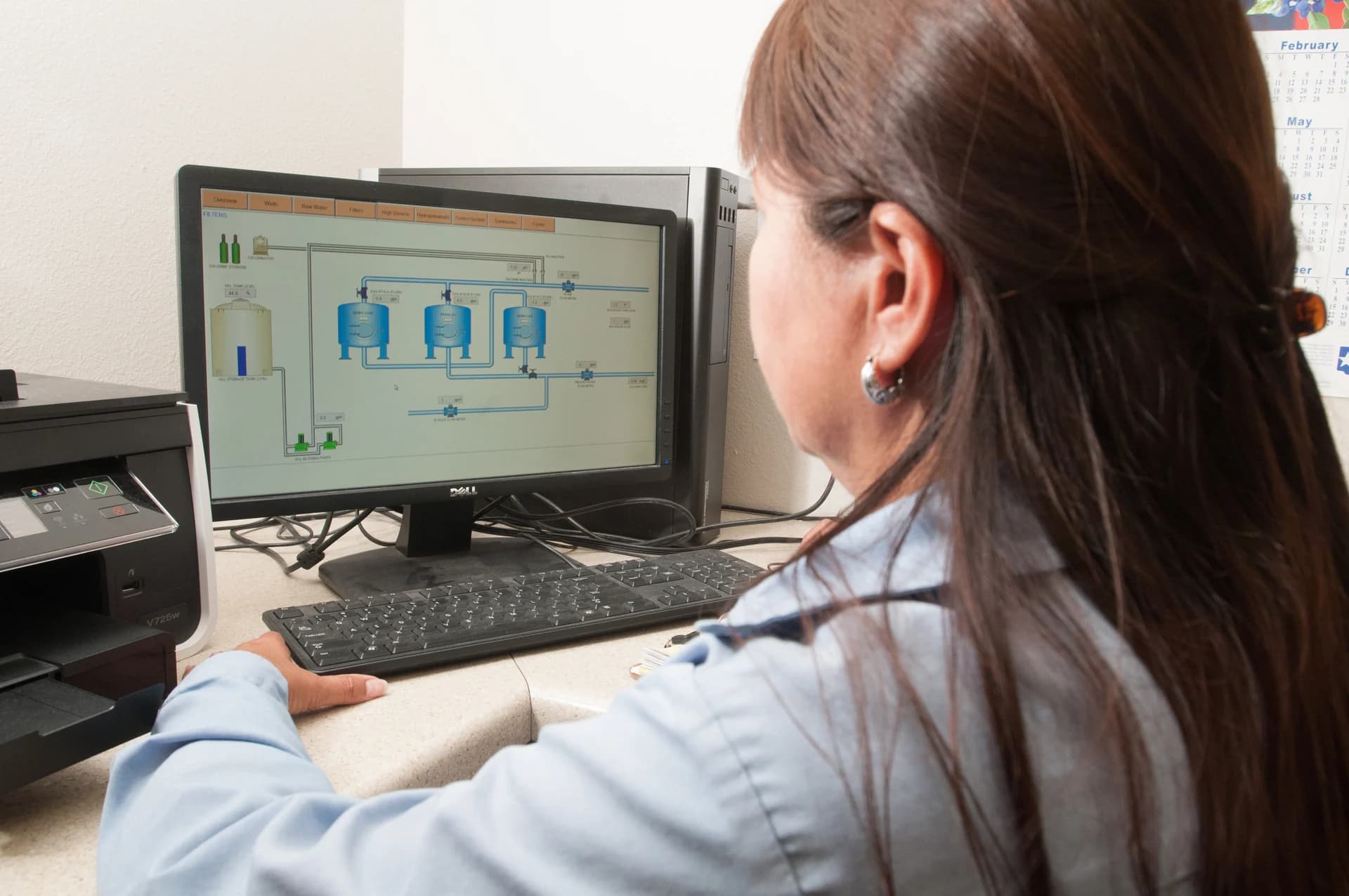 Industrial SCADA control room operator station — illustrative